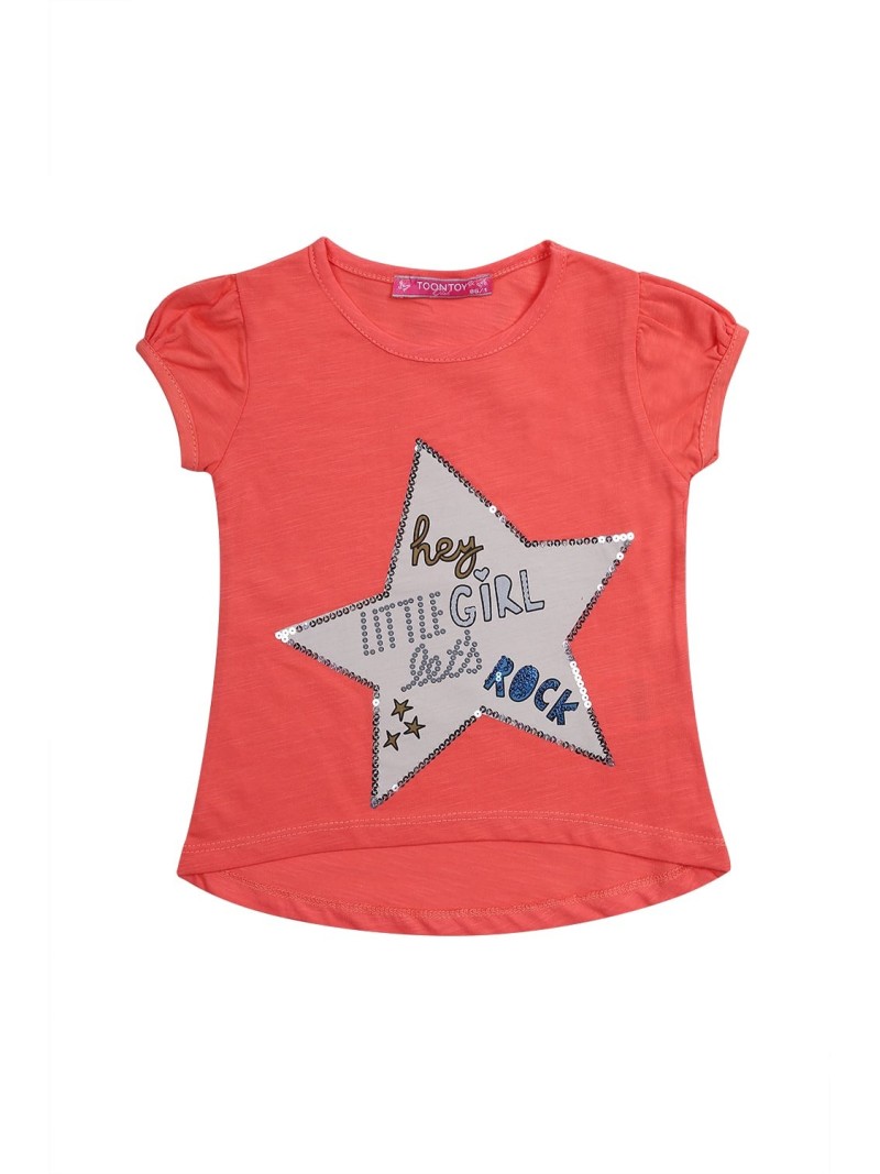 T-shirt with a star, orange NDZ8109 - Online store - Boutique